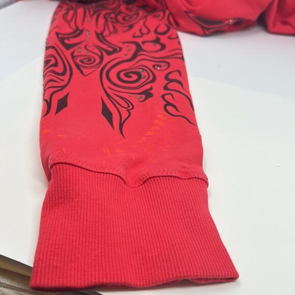 Harley Davidson Women's Red Zip Hoodie with Bling & Flames  Size XL - Picture 14 of 15